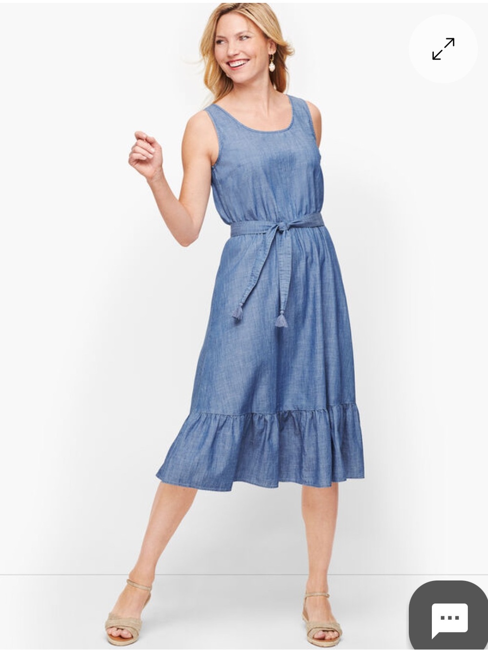 Talbots Denim Flounce Dress. Size 4